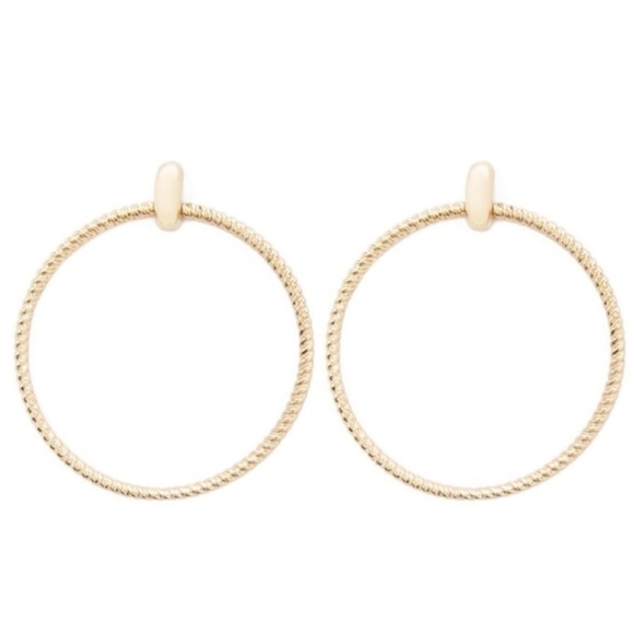 New Women's Twisted Drop Hoop Earrings Gold - Picture 1 of 9